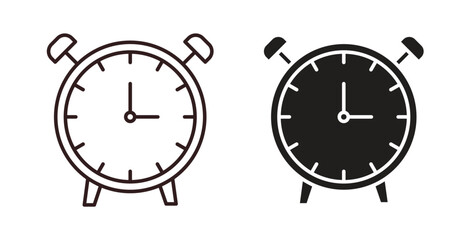 Alarm clock icon symbol. Vector EPS 10. line and glyph icon