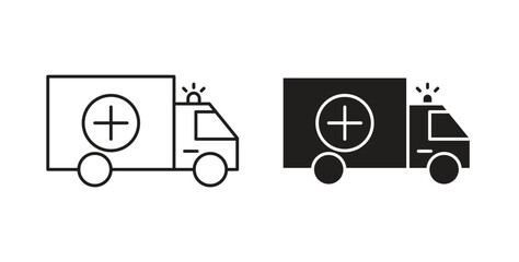 Ambulance icon symbol. Vector EPS 10. line and glyph icon