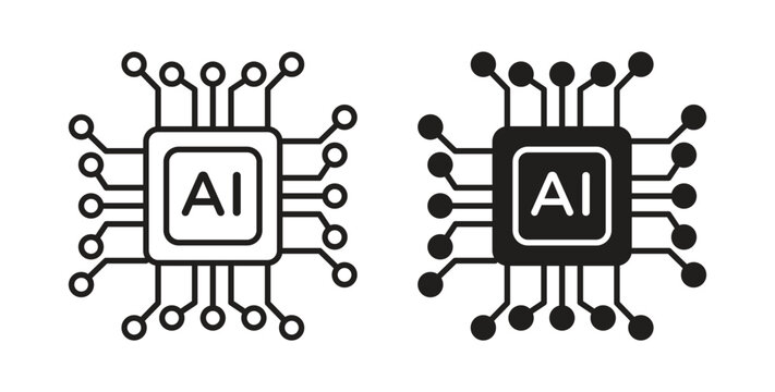 AI chip icon symbol. Vector EPS 10. line and glyph icon