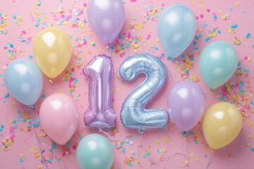 Colorful Celebration with Balloons and Confetti for a Special Day