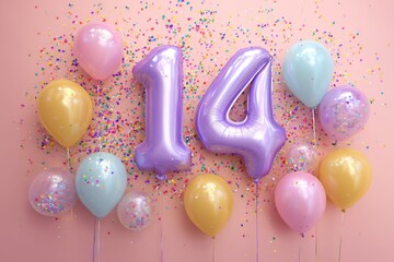 Colorful Balloon Decoration for a 14th Birthday Celebration Event