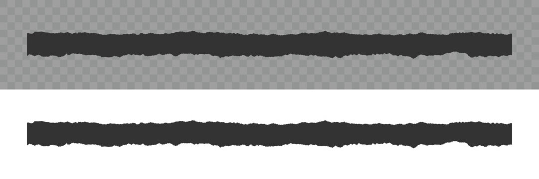 Torn or ripped paper sheet. Set of ripped paper, jagged rectangle, torn paper frames vector illustration. Set of black torn paper edge shapes on white background for design. Vector. Jagged rectangle.