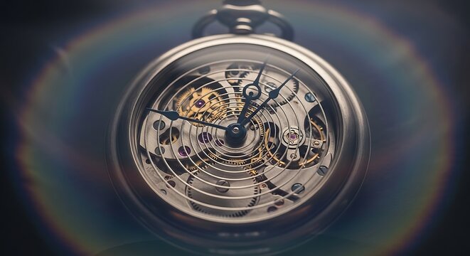 Antique Pocket Watch Mechanism Closeup.