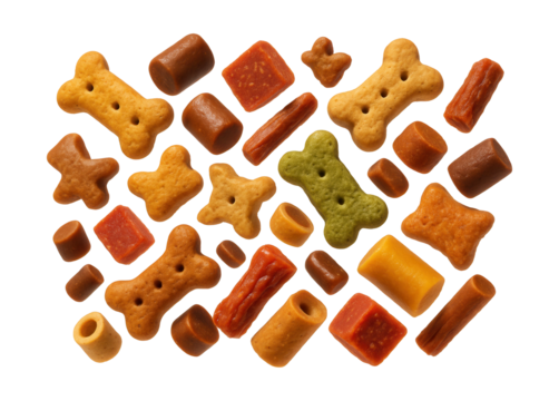 Assorted dog training treats in various flavors, perfect for training in small spaces.