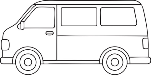 Classic van side profile outline illustration ideal for design coloring and transportation projects