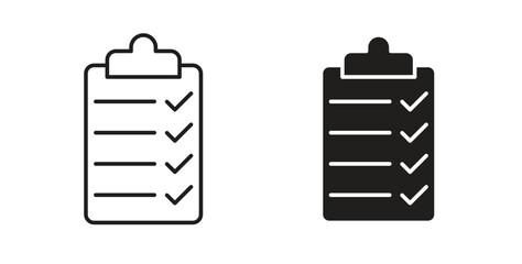 Clipboard check icon symbol. Vector EPS 10. line and glyph icon