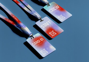 ID Cards Mockup with Lanyards for Event Staff and Crew Identification