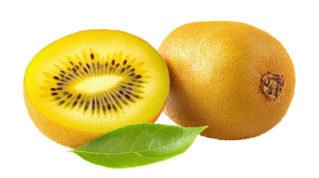 Golden Kiwi Fruit Cut Half Isolated Sweet Delicious Fresh Health Vitamin Nutrition