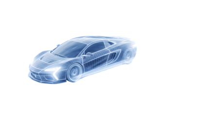 "Futuristic Blue Car Blueprint — Sleek Automotive Concept & Tech Illustration"