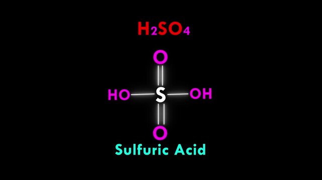 Sulfuric Acid molecular structure, Sulfuric acid is a strong acid. Sulfuric acid reacts with active metals (such as zinc, iron) to produce hydrogen gas. Chemical structural formula of. (H2SO4)