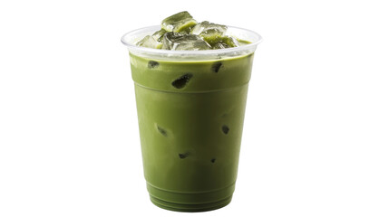 Iced Matcha Latte in Plastic Cup Refreshing Drink Delicious Beverage Summer Treat