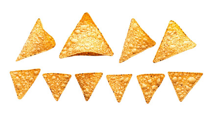 Triangular Tortilla Chips Isolated Crunchy Snack Food Appetizer Texture