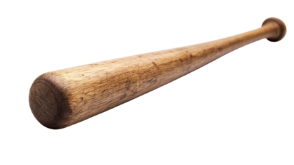 Wooden Baseball Bat Isolated Sport Equipment Game Tool Brown Bat For Hitting