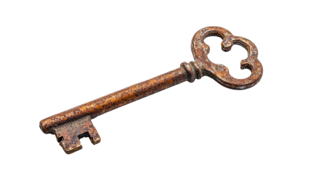 Antique Rusty Key Isolated Aged Metal Lock Opener Security Vintage Ancient Classic - Powered by Adobe