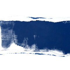 Torn dark blue paper strip with white edges on black