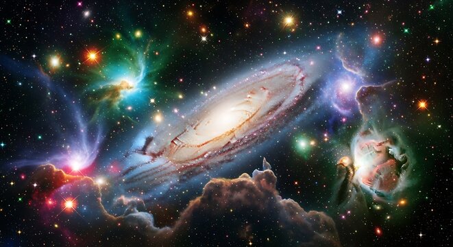 Spiral Galaxy with Cosmic Nebula.