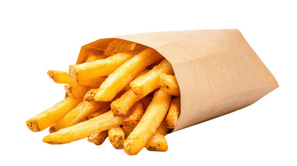 French Fries Crispy Golden Potato Fry Fast Food Unhealthy Snack Isolated Bag