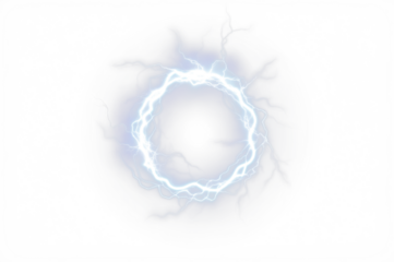 Electric energy circle overlay with glowing blue lightning effects, creating a dynamic visual element for creative projects and design applications with copy space