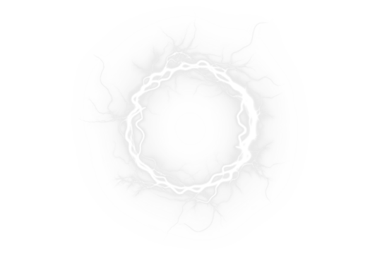 Abstract white glowing circular PNG overlay with intricate light patterns and soft edges, creating a mystical atmosphere for creative design projects and visual storytelling