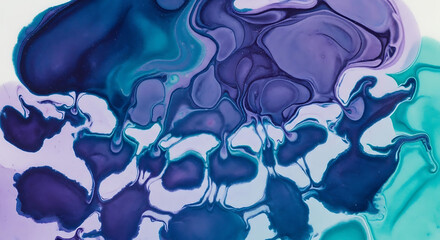 Abstract art featuring swirling patterns of blue purple and turquoise color on a white background ai generated