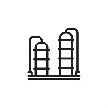 Distillation column icon symbolizing industrial separation and refining processes, representing modern chemical engineering, specialized petrochemical systems, and controlled thermal production.
