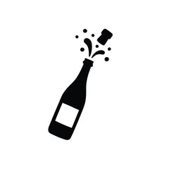 Champagne Bottle Popping Vector Illustration