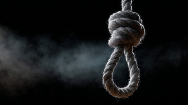 A hangmans noose hanging.