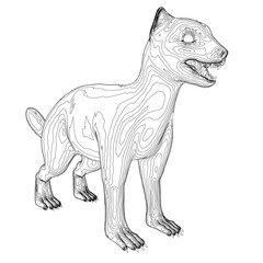 A mongoose animal contour drawing in black and white with an open mouth is a free printable coloring page for children.