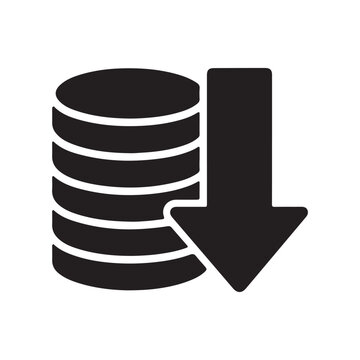 Coin stack decline finance solid icon