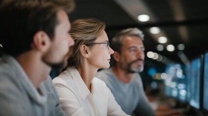 Cybersecurity team reacting to multiple virus alerts on large monitoring screens, symbolizing proactive network protection, threat analysis, and emergency response in corporate IT environments. - Powered by Adobe