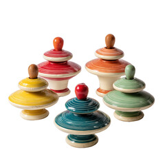 Vintage spinning tops png toy png retro png wooden png nostalgic png play png classic png collectible png colorful png game png transparent background image