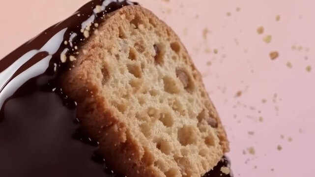 Banana, strawberry, and biscotti dipped in flowing chocolate