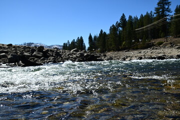 beautiful winter mountain river at Huntington lake