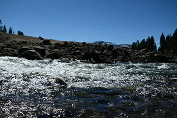beautiful winter mountain river at Huntington lake