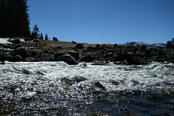 beautiful winter mountain river at Huntington lake