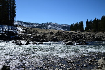 beautiful winter mountain river at Huntington lake