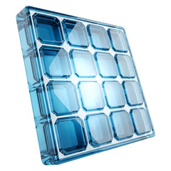 3D Rendering of Blue Glass Solar Panel, Renewable Energy Icon, Sustainable Technology, Cristal Photovoltaic Cell