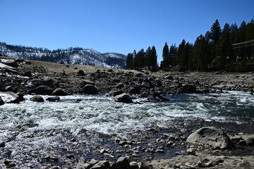 beautiful winter mountain river at Huntington lake