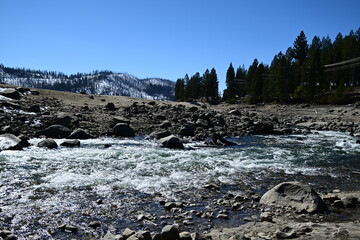 beautiful winter mountain river at Huntington lake