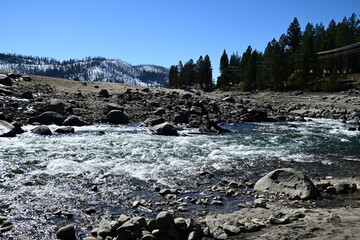 beautiful winter mountain river at Huntington lake