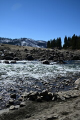 beautiful winter mountain river at Huntington lake