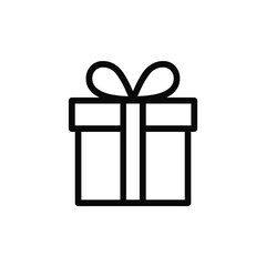 Gift Box Outline black and white Christmas present vector illustration