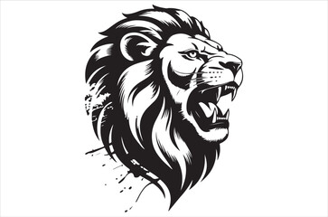 Obraz premium A striking black and white illustration of a majestic lion s head