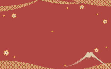 富士山と鹿の子模様の正月背景イラスト