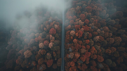 Golden Autumn Road – Warm Sunset Forest Background