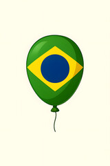 Green Balloon with Brazilian Flag &ndash; Yellow Diamond and Blue Globe Symbol of National Celebration Isolated on Transparent Background