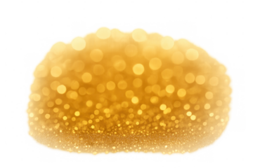Golden glitter bokeh creating abstract light explosion, shimmering particles glowing on transparent background, celebration overlay