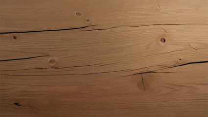 Wooden surface with natural grain, knots, cracks, and brown texture. Wooden background.