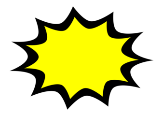 Yellow comic burst explosion shape with black outline for sale badge, poster sticker, cartoon bubble, and promotional banner