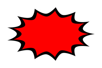 Red comic explosion burst shape for sale sticker, poster design, marketing banner, and cartoon overlay isolated on transparent background